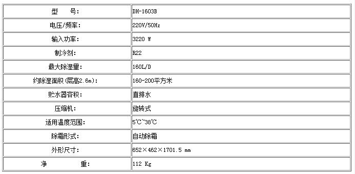DH-1603B技术参数表
